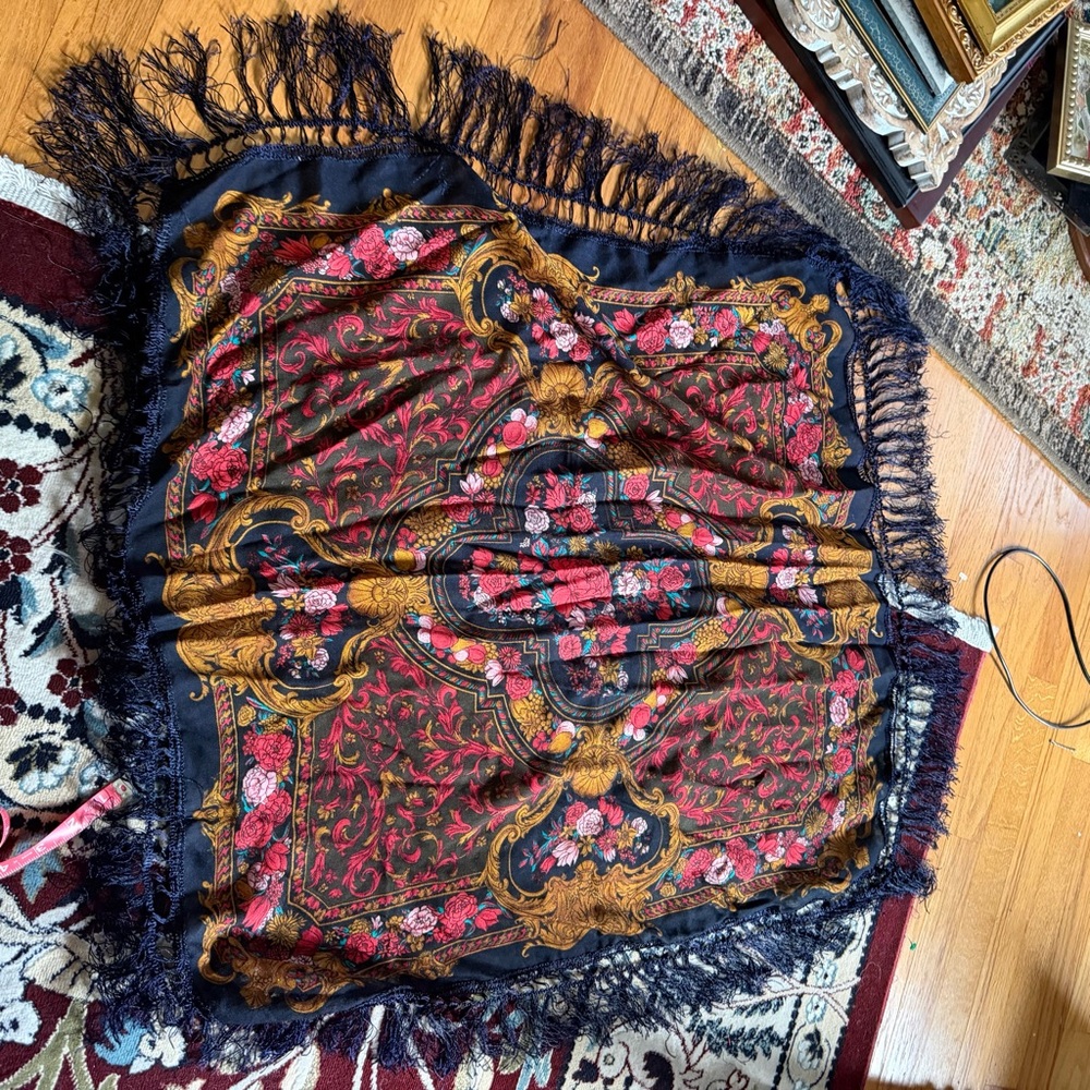 Vintage whimsigoth fringed shawl